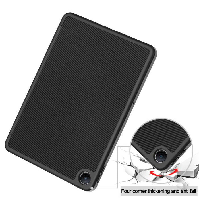 Funda para tablet de TPU con textura de fibra de carbono, soporte plegable de 3 pliegues y ranura para lápiz., For Xiaomi Redmi Pad 2 SE 9.7 2026