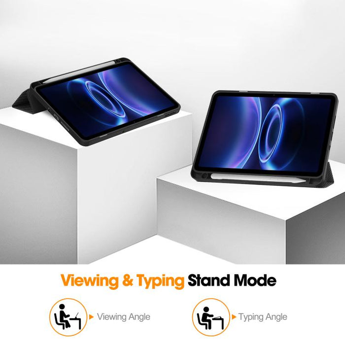Funda para tablet de TPU con textura de fibra de carbono, soporte plegable de 3 pliegues y ranura para lápiz., For Xiaomi Redmi Pad 2 SE 9.7 2026
