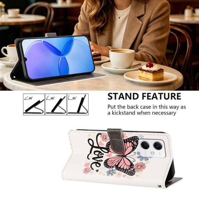 CH002 Funda para teléfono de piel vegana con hebilla y dibujo a color, For Redmi Note 12 5G Global / Xiaomi Poco X5
