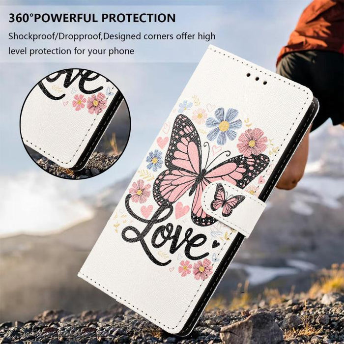 CH002 Funda para teléfono de piel vegana con hebilla y dibujo a color, For Redmi Note 12 5G Global / Xiaomi Poco X5