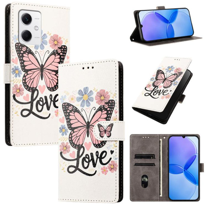 CH002 Funda para teléfono de piel vegana con hebilla y dibujo a color, For Redmi Note 12 5G Global / Xiaomi Poco X5