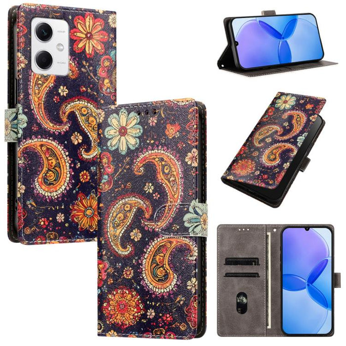 CH002 Funda para teléfono de piel vegana con hebilla y dibujo a color, For Redmi Note 12 5G Global / Xiaomi Poco X5