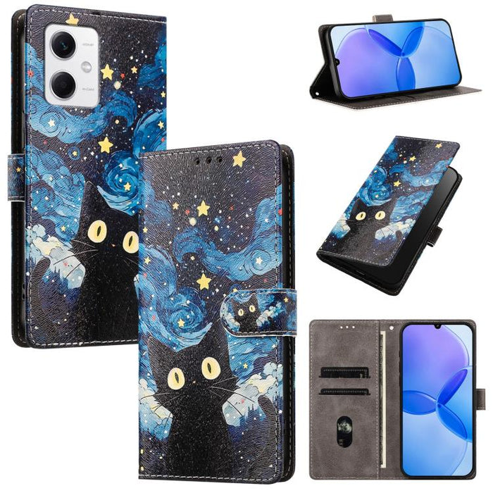 CH002 Funda para teléfono de piel vegana con hebilla y dibujo a color, For Redmi Note 12 5G Global / Xiaomi Poco X5
