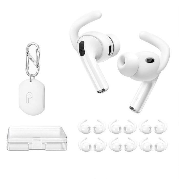 XDcase - 6 pares de protectores de silicona antideslizantes para oídos deportivos con estuche de almacenamiento y mosquetón, For AirPods Pro 3