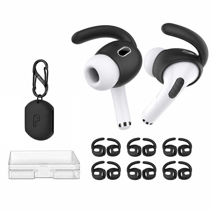 XDcase - 6 pares de protectores de silicona antideslizantes para oídos deportivos con estuche de almacenamiento y mosquetón, For AirPods Pro 3