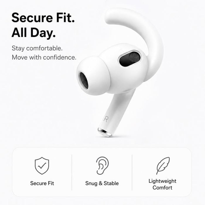 XDcase - 6 pares de protectores de silicona antideslizantes para oídos deportivos con estuche de almacenamiento y mosquetón, For AirPods Pro 3