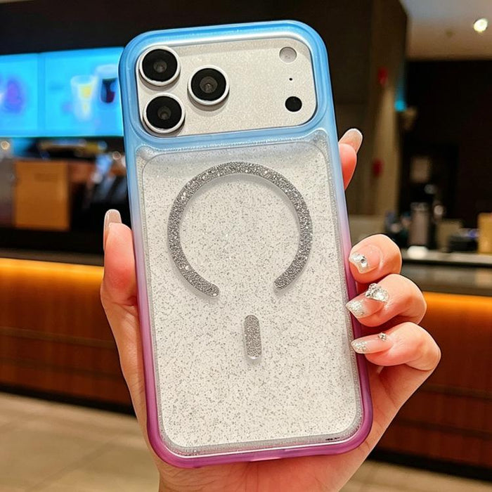 Funda magnética para teléfono con purpurina transparente degradada, For iPhone 17 Pro Max, For iPhone 17 Pro, For iPhone 17, For iPhone 16 Pro Max, For iPhone 16 Pro, For iPhone 15 Pro Max, For iPhone 15 Pro, For iPhone 15