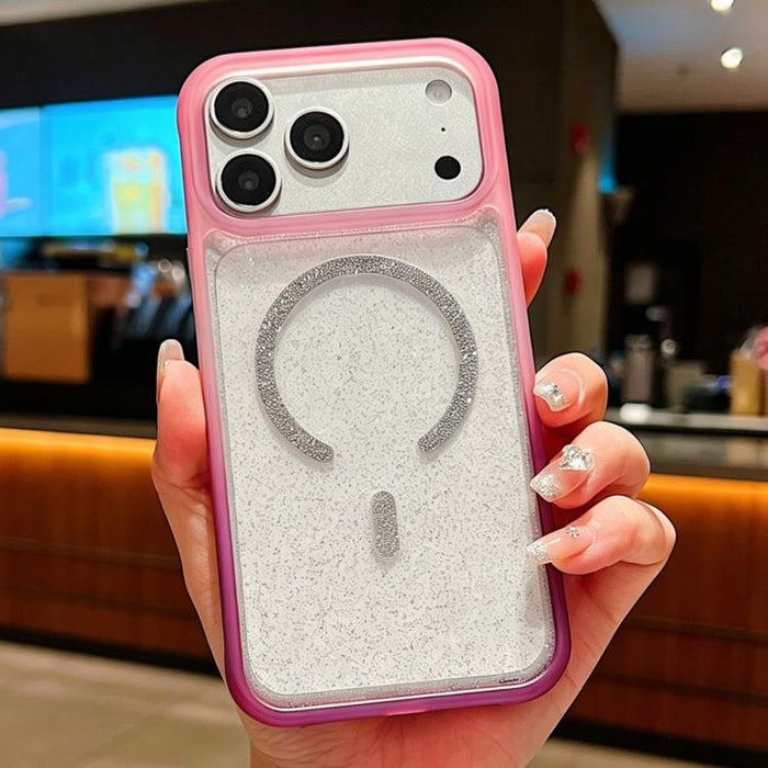 Funda magnética para teléfono con purpurina transparente degradada, For iPhone 17 Pro Max, For iPhone 17 Pro, For iPhone 17, For iPhone 16 Pro Max, For iPhone 16 Pro, For iPhone 15 Pro Max, For iPhone 15 Pro, For iPhone 15
