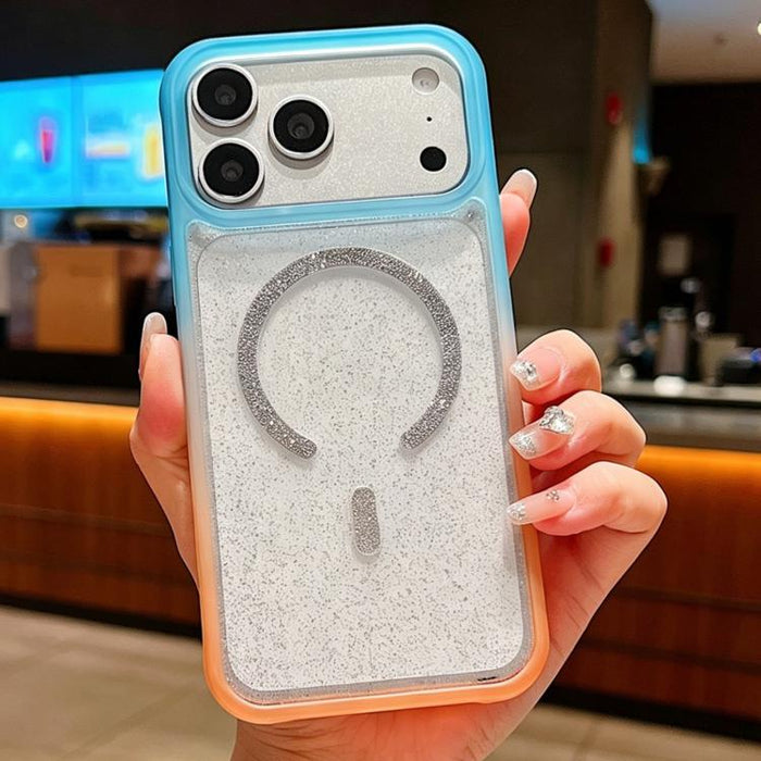 Funda magnética para teléfono con purpurina transparente degradada, For iPhone 17 Pro Max, For iPhone 17 Pro, For iPhone 17, For iPhone 16 Pro Max, For iPhone 16 Pro, For iPhone 15 Pro Max, For iPhone 15 Pro, For iPhone 15