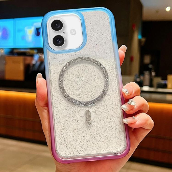 Funda magnética para teléfono con purpurina transparente degradada, For iPhone 17 Pro Max, For iPhone 17 Pro, For iPhone 17, For iPhone 16 Pro Max, For iPhone 16 Pro, For iPhone 15 Pro Max, For iPhone 15 Pro, For iPhone 15