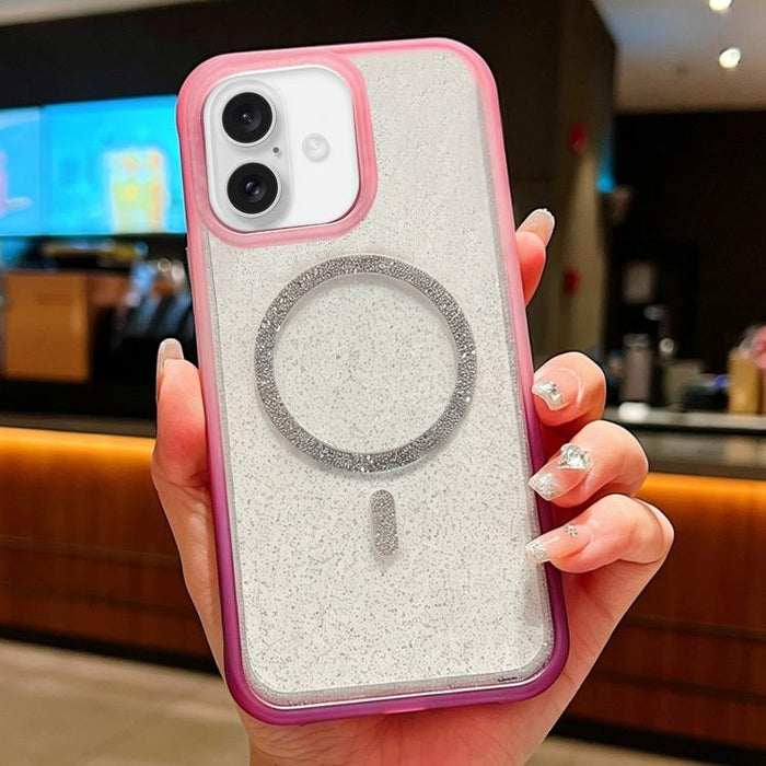 Funda magnética para teléfono con purpurina transparente degradada, For iPhone 17 Pro Max, For iPhone 17 Pro, For iPhone 17, For iPhone 16 Pro Max, For iPhone 16 Pro, For iPhone 15 Pro Max, For iPhone 15 Pro, For iPhone 15