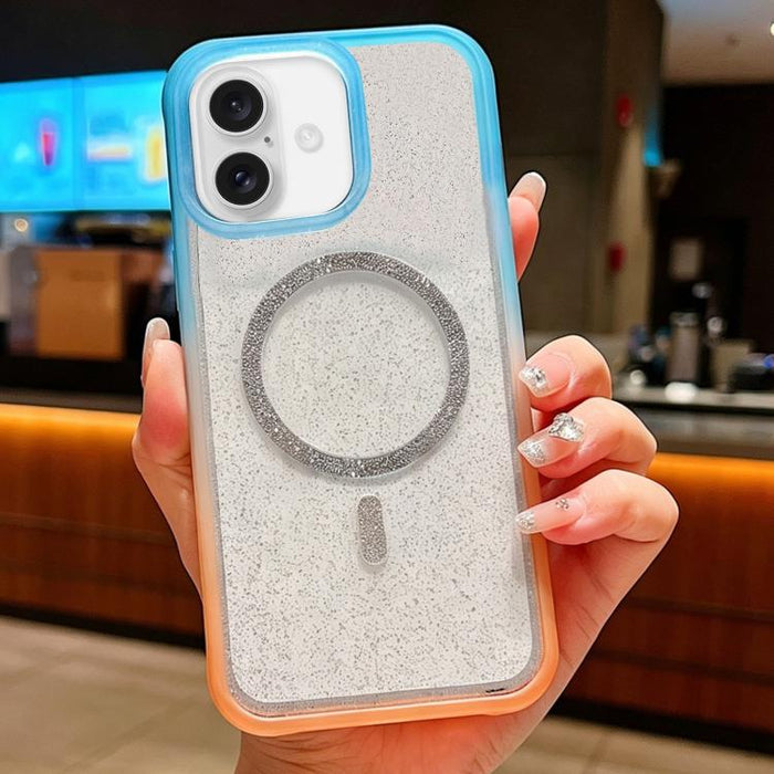 Funda magnética para teléfono con purpurina transparente degradada, For iPhone 17 Pro Max, For iPhone 17 Pro, For iPhone 17, For iPhone 16 Pro Max, For iPhone 16 Pro, For iPhone 15 Pro Max, For iPhone 15 Pro, For iPhone 15
