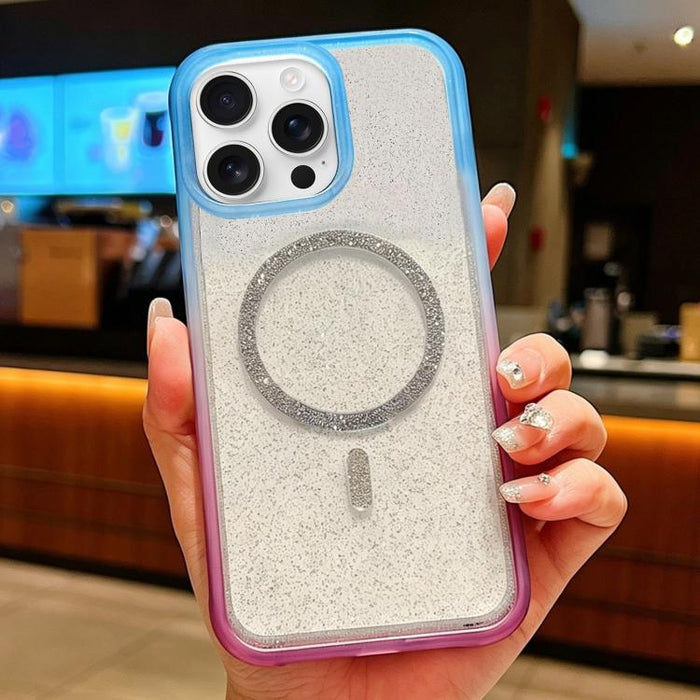Funda magnética para teléfono con purpurina transparente degradada, For iPhone 17 Pro Max, For iPhone 17 Pro, For iPhone 17, For iPhone 16 Pro Max, For iPhone 16 Pro, For iPhone 15 Pro Max, For iPhone 15 Pro, For iPhone 15