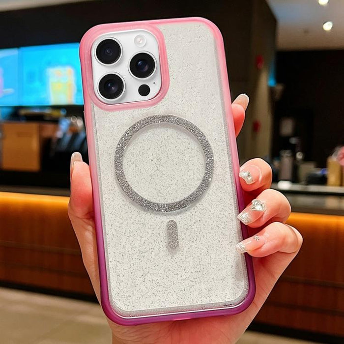 Funda magnética para teléfono con purpurina transparente degradada, For iPhone 17 Pro Max, For iPhone 17 Pro, For iPhone 17, For iPhone 16 Pro Max, For iPhone 16 Pro, For iPhone 15 Pro Max, For iPhone 15 Pro, For iPhone 15