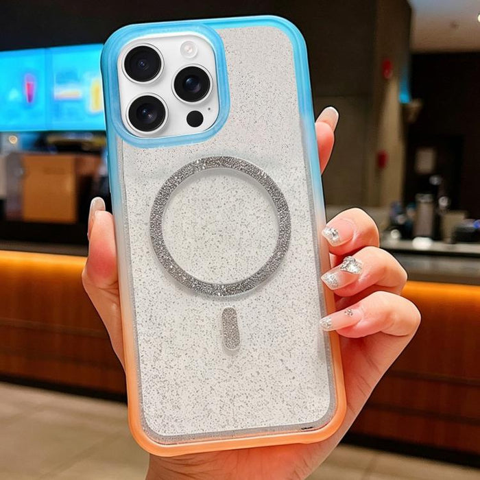 Funda magnética para teléfono con purpurina transparente degradada, For iPhone 17 Pro Max, For iPhone 17 Pro, For iPhone 17, For iPhone 16 Pro Max, For iPhone 16 Pro, For iPhone 15 Pro Max, For iPhone 15 Pro, For iPhone 15