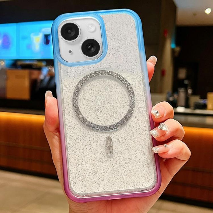 Funda magnética para teléfono con purpurina transparente degradada, For iPhone 17 Pro Max, For iPhone 17 Pro, For iPhone 17, For iPhone 16 Pro Max, For iPhone 16 Pro, For iPhone 15 Pro Max, For iPhone 15 Pro, For iPhone 15