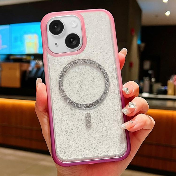 Funda magnética para teléfono con purpurina transparente degradada, For iPhone 17 Pro Max, For iPhone 17 Pro, For iPhone 17, For iPhone 16 Pro Max, For iPhone 16 Pro, For iPhone 15 Pro Max, For iPhone 15 Pro, For iPhone 15