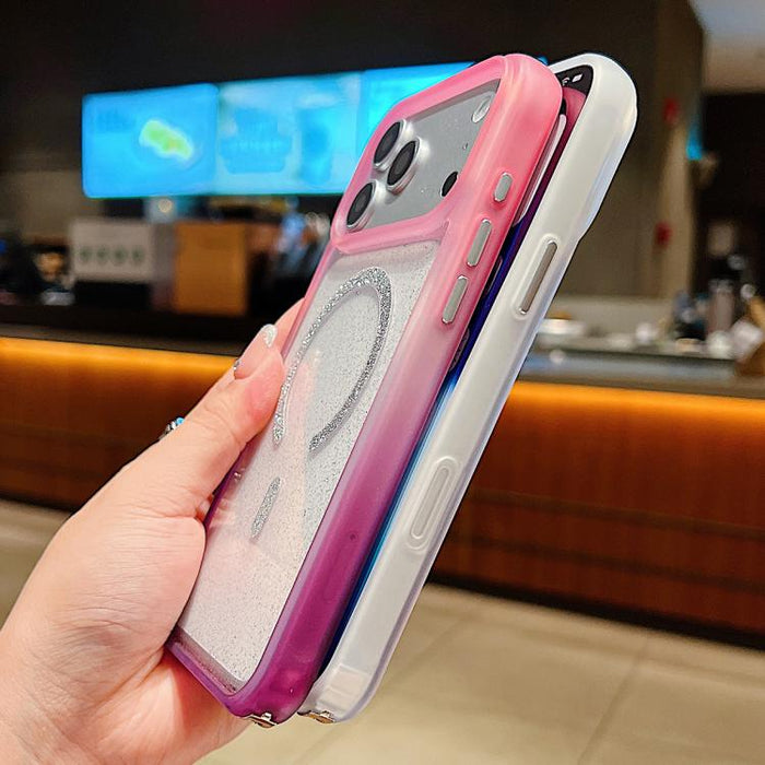Funda magnética para teléfono con purpurina transparente degradada, For iPhone 17 Pro Max, For iPhone 17 Pro, For iPhone 17, For iPhone 16 Pro Max, For iPhone 16 Pro, For iPhone 15 Pro Max, For iPhone 15 Pro, For iPhone 15