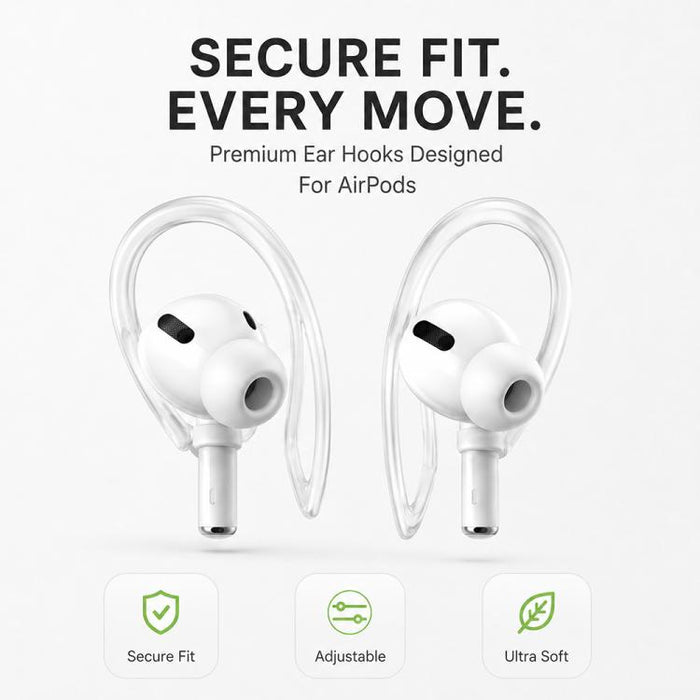XDcase 3 pares de ganchos para orejas deportivos antideslizantes de goma suave, For AirPods 3/2/1 & Pro 3/2/1