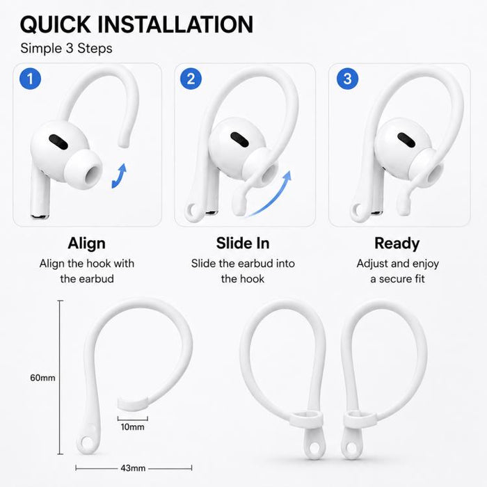 XDcase 3 pares de ganchos para orejas deportivos antideslizantes de goma suave, For AirPods / Galaxy Buds