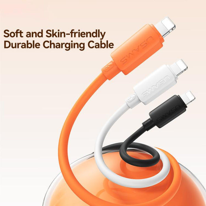 Cable de datos de carga rápida de silicona USAMS SJ788 U98 de 30 W, tipo C a 8 pines, longitud: 1 m
