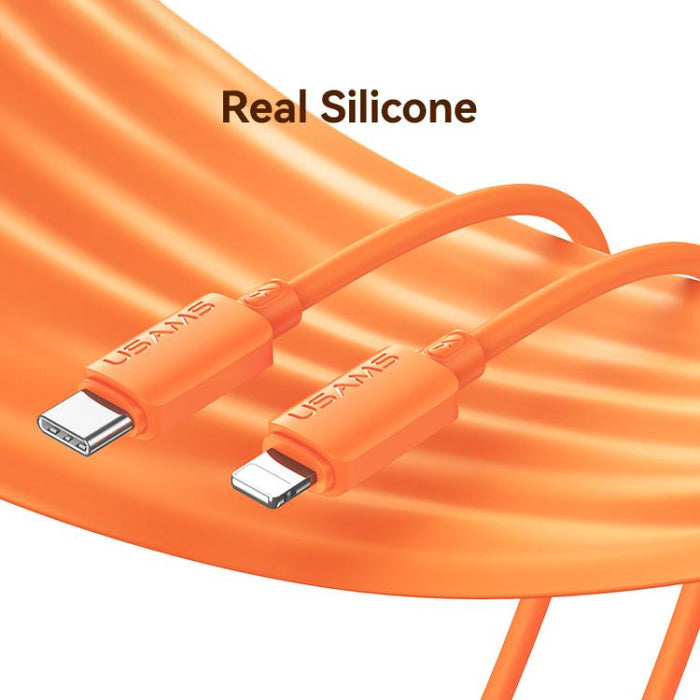 Cable de datos de carga rápida de silicona USAMS SJ788 U98 de 30 W, tipo C a 8 pines, longitud: 1 m