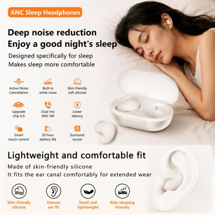 Auriculares Bluetooth S1 intrauditivos con cancelación de ruido activa (ANC) para dormir.