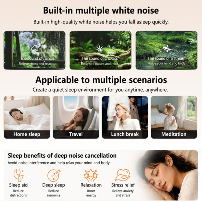 Auriculares Bluetooth S1 intrauditivos con cancelación de ruido activa (ANC) para dormir.