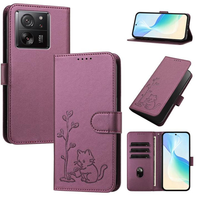 Funda para teléfono YX0014 con hebilla de árbol de agua para gatos y correa de cuero vegano., For Xiaomi 13 Lite / Civi 2