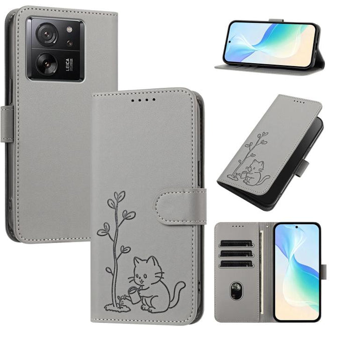 Funda para teléfono YX0014 con hebilla de árbol de agua para gatos y correa de cuero vegano., For Xiaomi 13 Lite / Civi 2