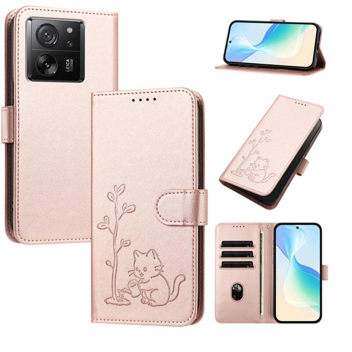 Funda para teléfono YX0014 con hebilla de árbol de agua para gatos y correa de cuero vegano., For Xiaomi 13 Lite / Civi 2