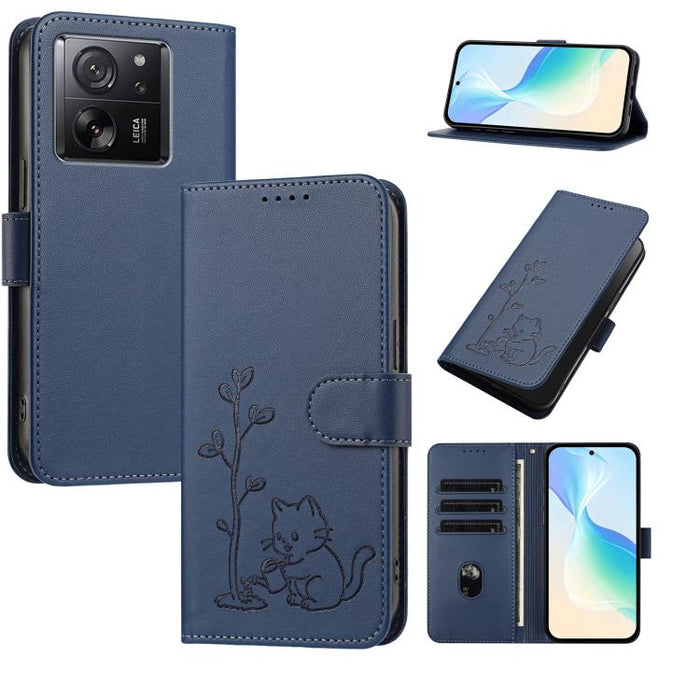 Funda para teléfono YX0014 con hebilla de árbol de agua para gatos y correa de cuero vegano., For Xiaomi 13 Lite / Civi 2