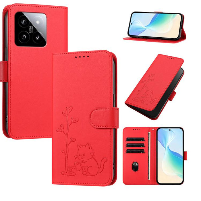 Funda para teléfono YX0014 con hebilla de árbol de agua para gatos y correa de cuero vegano., For Xiaomi 13 Lite / Civi 2