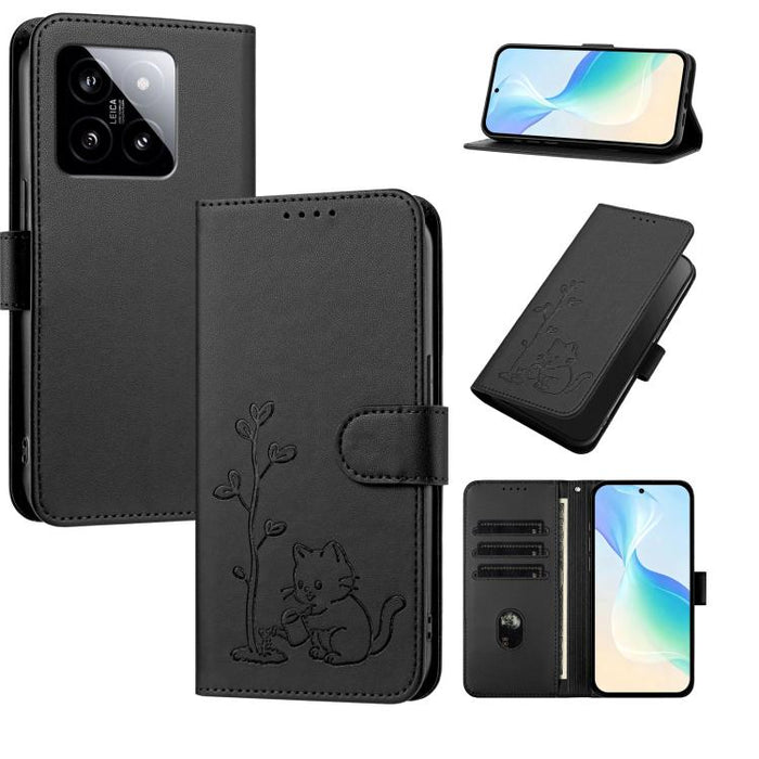Funda para teléfono YX0014 con hebilla de árbol de agua para gatos y correa de cuero vegano., For Xiaomi 13 Lite / Civi 2