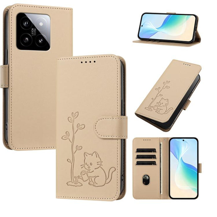 Funda para teléfono YX0014 con hebilla de árbol de agua para gatos y correa de cuero vegano., For Xiaomi 13 Lite / Civi 2