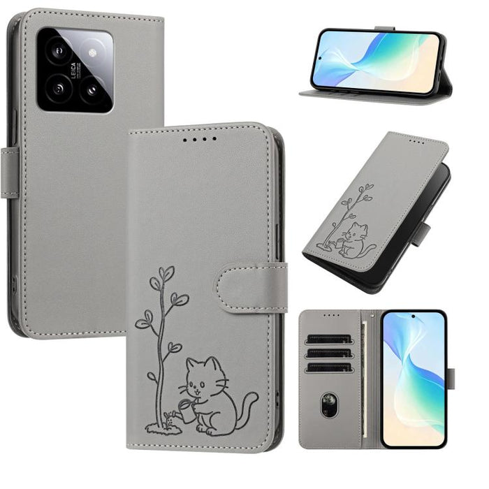 Funda para teléfono YX0014 con hebilla de árbol de agua para gatos y correa de cuero vegano., For Xiaomi 13 Lite / Civi 2