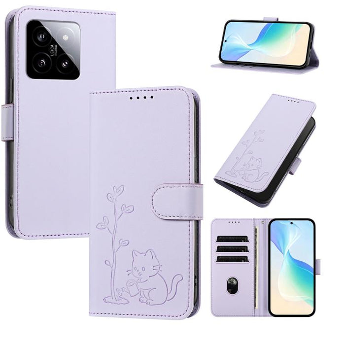 Funda para teléfono YX0014 con hebilla de árbol de agua para gatos y correa de cuero vegano., For Xiaomi 13 Lite / Civi 2