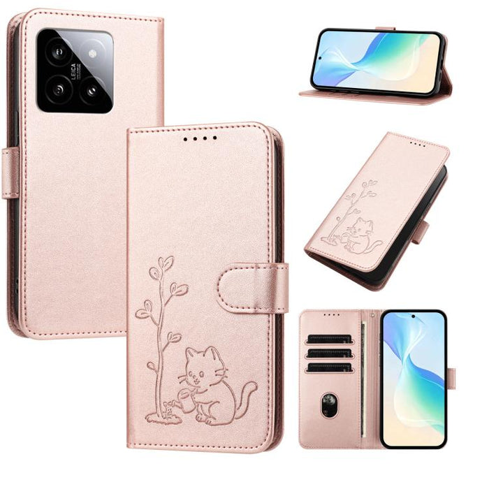 Funda para teléfono YX0014 con hebilla de árbol de agua para gatos y correa de cuero vegano., For Xiaomi 13 Lite / Civi 2