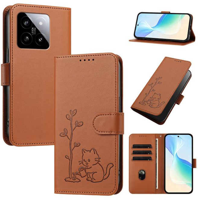 Funda para teléfono YX0014 con hebilla de árbol de agua para gatos y correa de cuero vegano., For Xiaomi 13 Lite / Civi 2