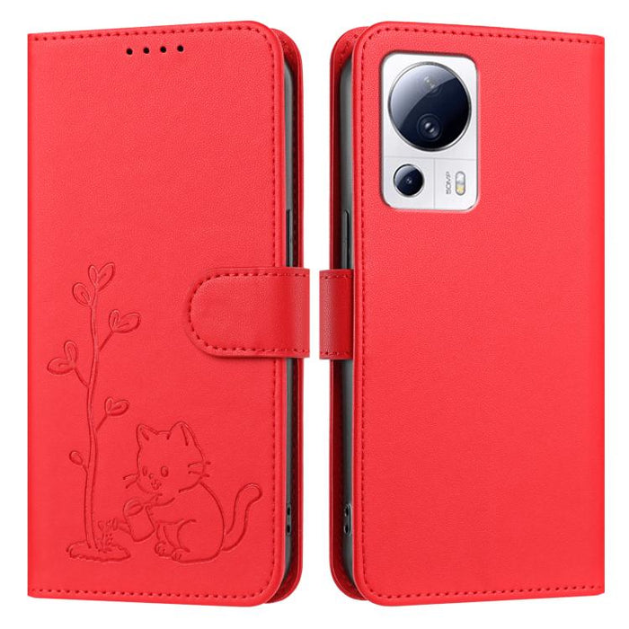 Funda para teléfono YX0014 con hebilla de árbol de agua para gatos y correa de cuero vegano., For Xiaomi 13 Lite / Civi 2