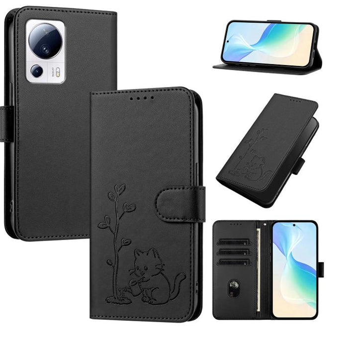 Funda para teléfono YX0014 con hebilla de árbol de agua para gatos y correa de cuero vegano., For Xiaomi 13 Lite / Civi 2