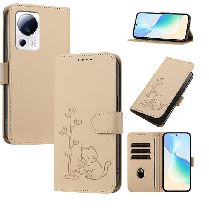 Funda para teléfono YX0014 con hebilla de árbol de agua para gatos y correa de cuero vegano., For Xiaomi 13 Lite / Civi 2
