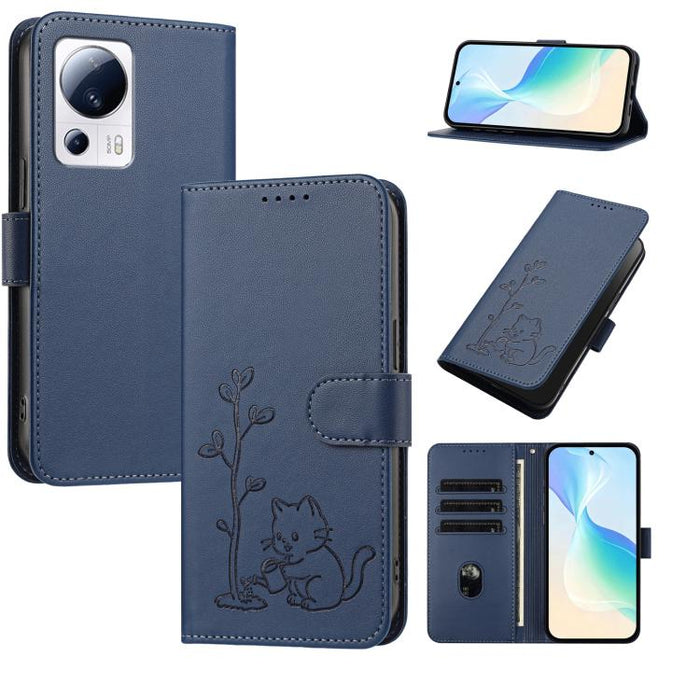 Funda para teléfono YX0014 con hebilla de árbol de agua para gatos y correa de cuero vegano., For Xiaomi 13 Lite / Civi 2