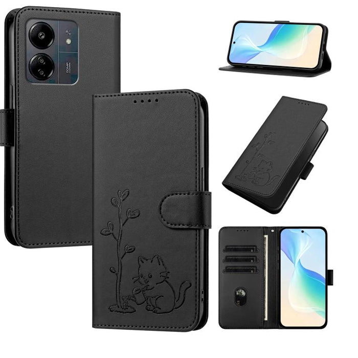 Funda para teléfono YX0014 con hebilla de árbol de agua para gatos y correa de cuero vegano., For Redmi K70 Ultra, For Redmi 13 / Note 13R / Poco M6 4G, For Redmi K70 / K70 Pro / Poco F6 Pro, For Redmi Note 13 Pro 4G / Poco M6 Pro 4G                   ...