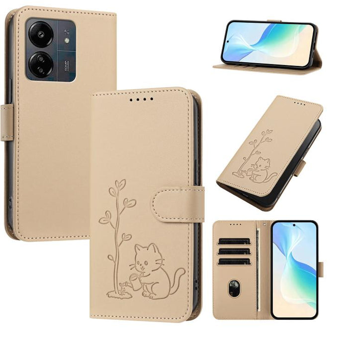 Funda para teléfono YX0014 con hebilla de árbol de agua para gatos y correa de cuero vegano., For Redmi K70 Ultra, For Redmi 13 / Note 13R / Poco M6 4G, For Redmi K70 / K70 Pro / Poco F6 Pro, For Redmi Note 13 Pro 4G / Poco M6 Pro 4G                   ...