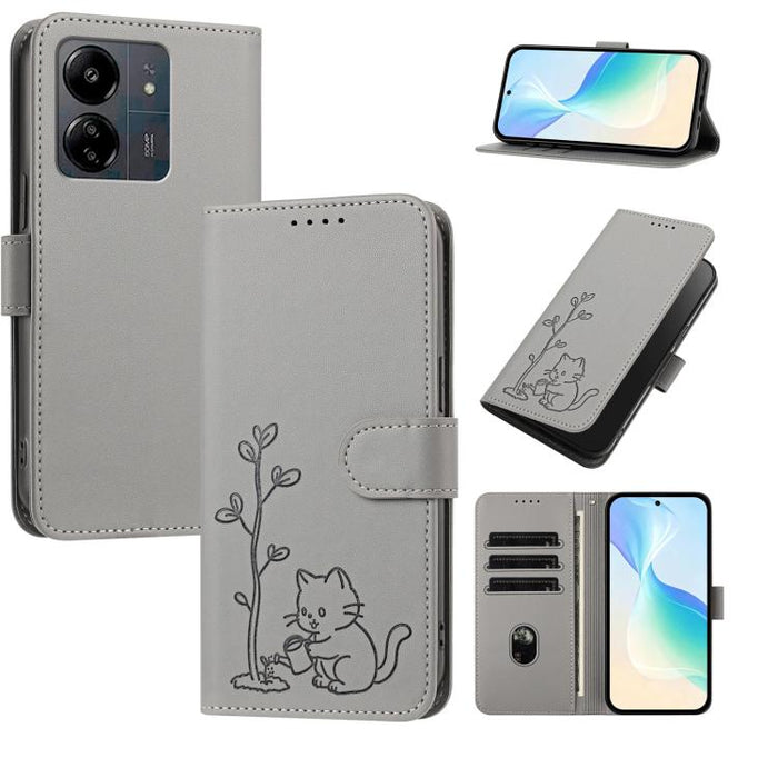 Funda para teléfono YX0014 con hebilla de árbol de agua para gatos y correa de cuero vegano., For Redmi K70 Ultra, For Redmi 13 / Note 13R / Poco M6 4G, For Redmi K70 / K70 Pro / Poco F6 Pro, For Redmi Note 13 Pro 4G / Poco M6 Pro 4G                   ...