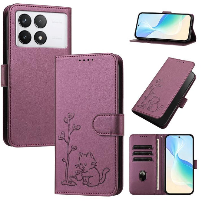Funda para teléfono YX0014 con hebilla de árbol de agua para gatos y correa de cuero vegano., For Redmi K70 Ultra, For Redmi 13 / Note 13R / Poco M6 4G, For Redmi K70 / K70 Pro / Poco F6 Pro, For Redmi Note 13 Pro 4G / Poco M6 Pro 4G                   ...