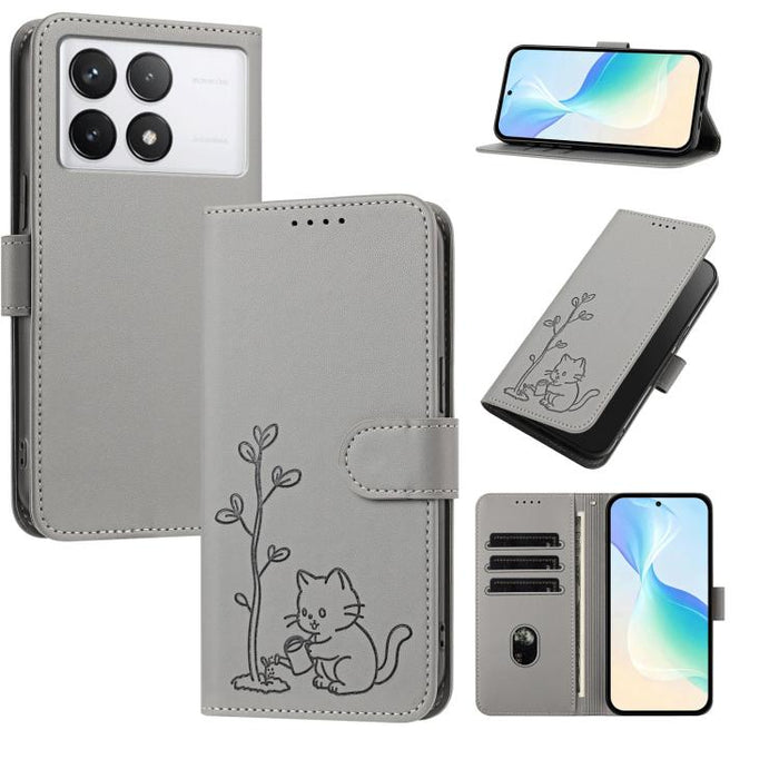 Funda para teléfono YX0014 con hebilla de árbol de agua para gatos y correa de cuero vegano., For Redmi K70 Ultra, For Redmi 13 / Note 13R / Poco M6 4G, For Redmi K70 / K70 Pro / Poco F6 Pro, For Redmi Note 13 Pro 4G / Poco M6 Pro 4G                   ...