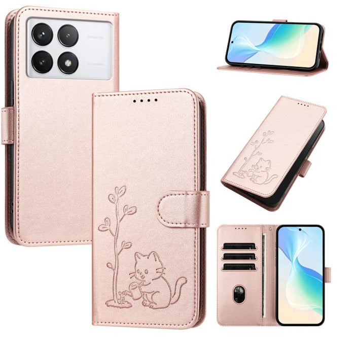 Funda para teléfono YX0014 con hebilla de árbol de agua para gatos y correa de cuero vegano., For Redmi K70 Ultra, For Redmi 13 / Note 13R / Poco M6 4G, For Redmi K70 / K70 Pro / Poco F6 Pro, For Redmi Note 13 Pro 4G / Poco M6 Pro 4G                   ...