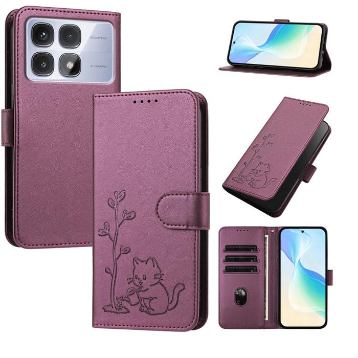 Funda para teléfono YX0014 con hebilla de árbol de agua para gatos y correa de cuero vegano., For Redmi K70 Ultra, For Redmi 13 / Note 13R / Poco M6 4G, For Redmi K70 / K70 Pro / Poco F6 Pro, For Redmi Note 13 Pro 4G / Poco M6 Pro 4G                   ...